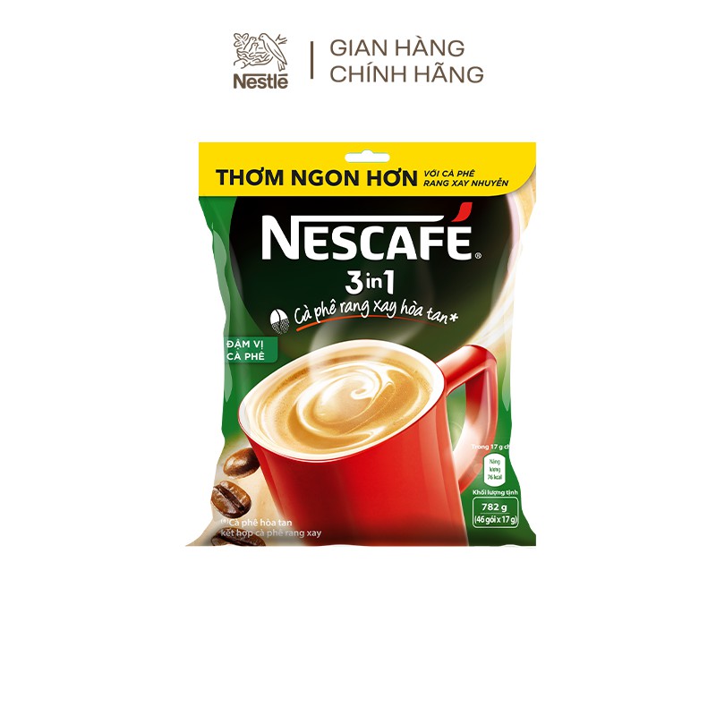 [Tặng 1 ly sứ cao cấp hoặc 1 bình water reminder]  Cà phê vị rang đậm Nescafé 3in1 (Bịch 46 gói x 17g)