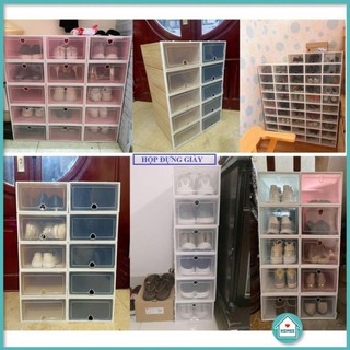 Combo 2 Hộp Đựng Giày, Kệ Tủ Giày Nắp Nhựa Cứng Trong Suốt Ảnh Thật Homee Shop
