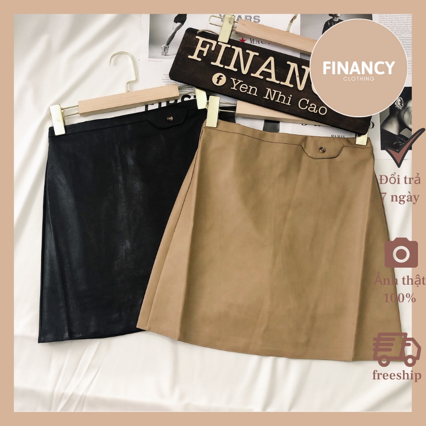 Chân váy chữ A, chân váy da dáng ngắn chữ A xinh chất da PU hàng cao cấp - V04