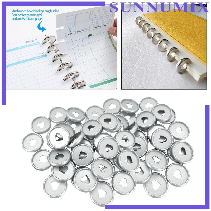 [SUNNIMIX]50Pcs Binder Ring Inner Pages Binding Buckles Paper Binders Discs