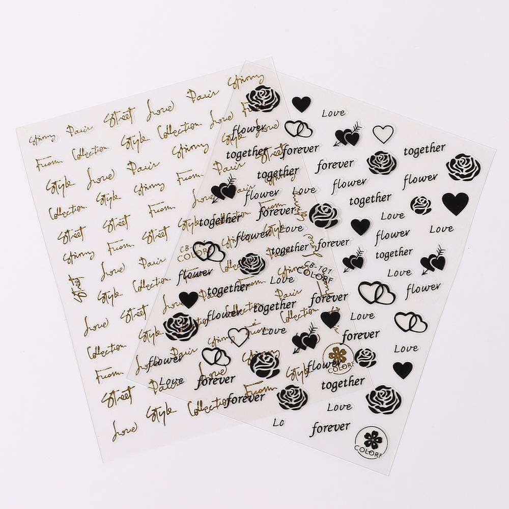 Miếng Dán Trang Trí Móng Tay 3D DIY Màu Đen Độc Đáo