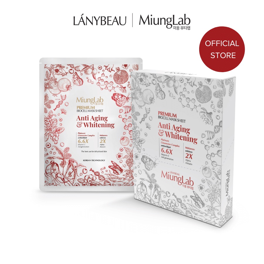Mặt nạ chống lão hóa, dưỡng trắng da LÁNYBEAU MiungLab Premium Anti-Aging & Whitening  - Hộp