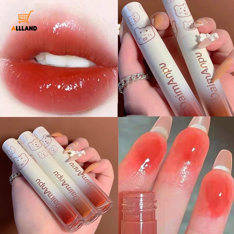 [Hàng mới về] Son bóng mật ong hiệu ứng gương nước chống thấm nước gợi cảm vỏ in họa tiết gấu