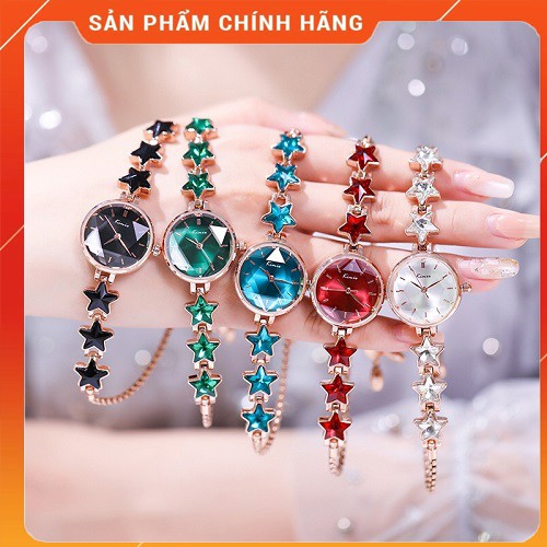 Đồng Hồ Nữ Dây Kim Loại KIMIO 6352 dây rút, dây đính đá ngôi sao may mắn - Đồng Hồ Nữ Dây Kim Loại mặt tròn nữ tính