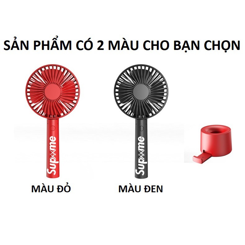 Quạt mini cầm tay gấp gọn, để bàn sạc tích điện Superme năng động cá tính