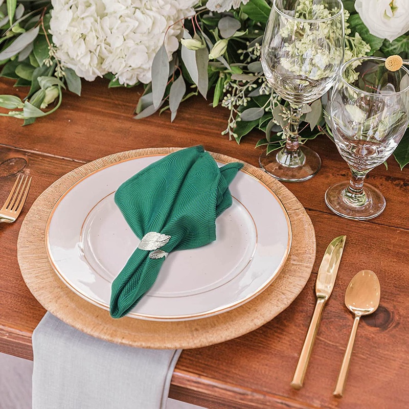 Bộ 6 Vòng Giữ Khăn Ăn Hình Chiếc Lá Dùng Trang Trí Bàn Tiệc