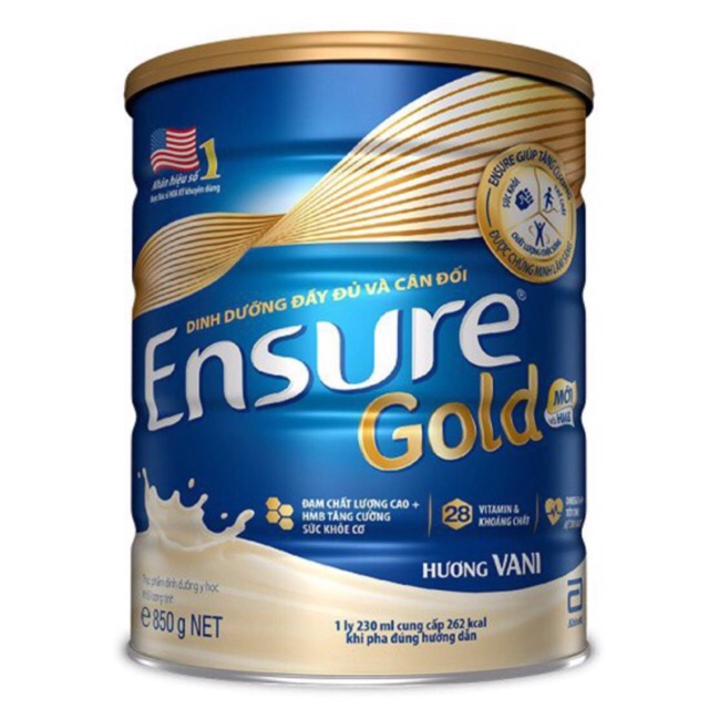 SỮA BỘT ENSURE GOLD 850g ( vani, lúa mạch)