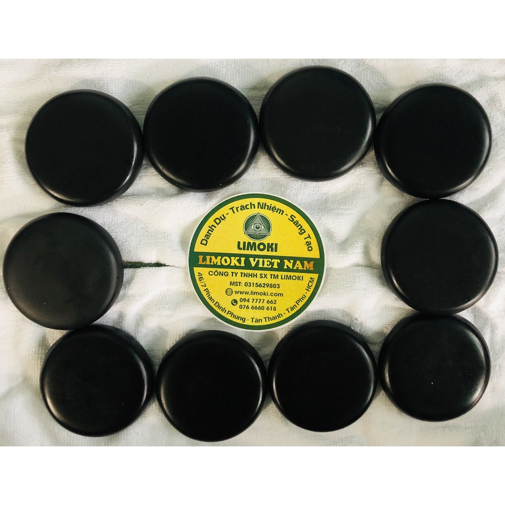 Bộ 10 Viên Đá Bazan Nóng Massage Tròn Trung 8x8x2cm