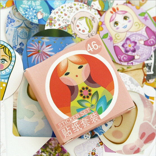 Set 46 miếng dán trang trí sổ tay DIY hình Totoro Maruko phong cách Nhật Bản