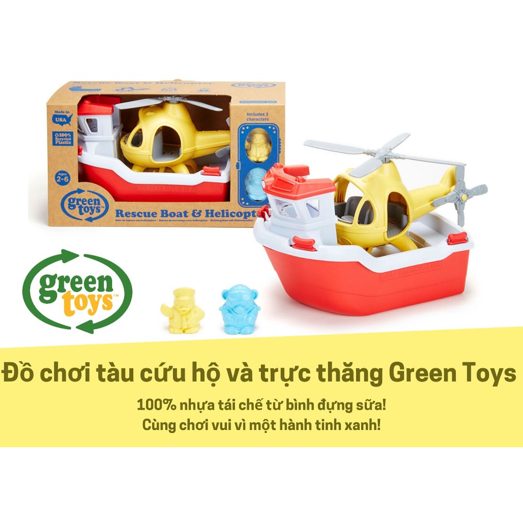 Bộ đồ chơi tàu cứu hộ và trực thăng Green Toys