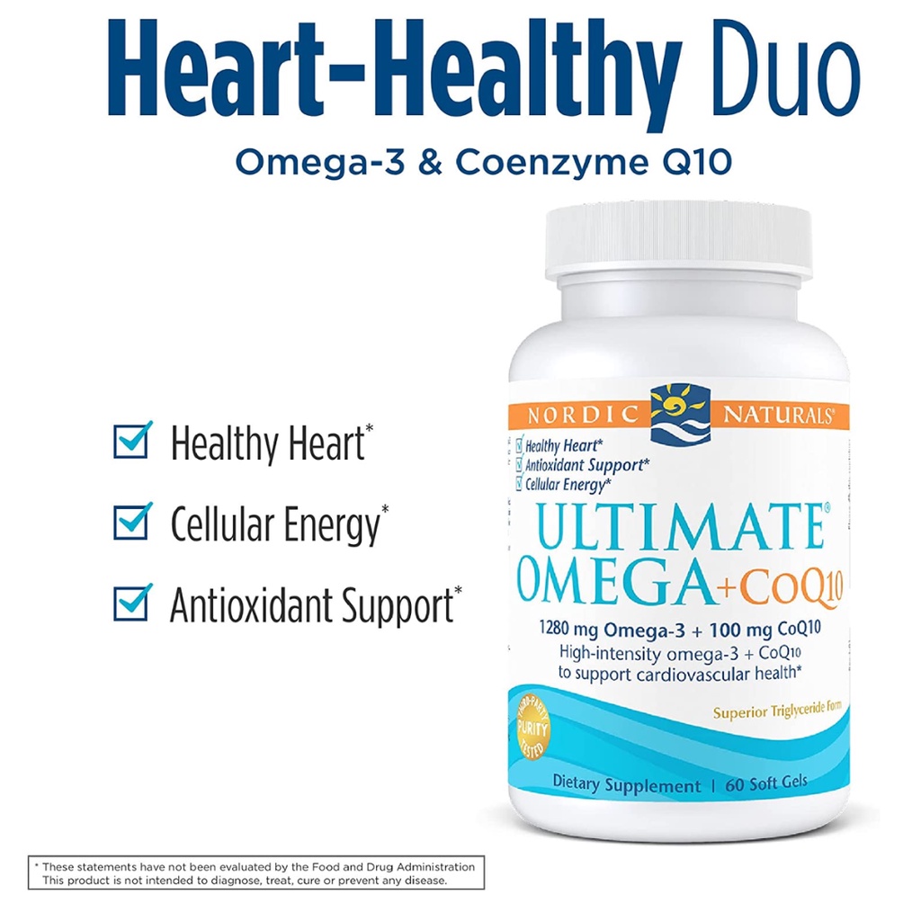 Viên uống dầu cá Omega và CoQ10 Nordic Naturals tăng cường sức khỏe tim mạch.