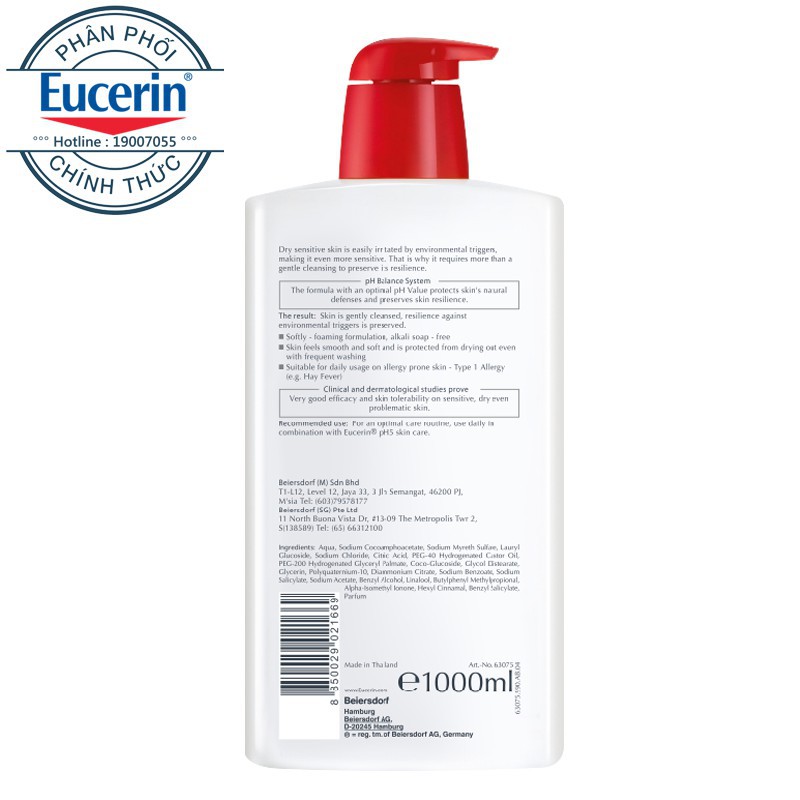 EUCERIN PH5 WASHLOTION 1000ML - Sữa tắm cho da cơ thể nhạy cảm