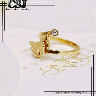 Nhẫn con bướm vàng 24k phun cát