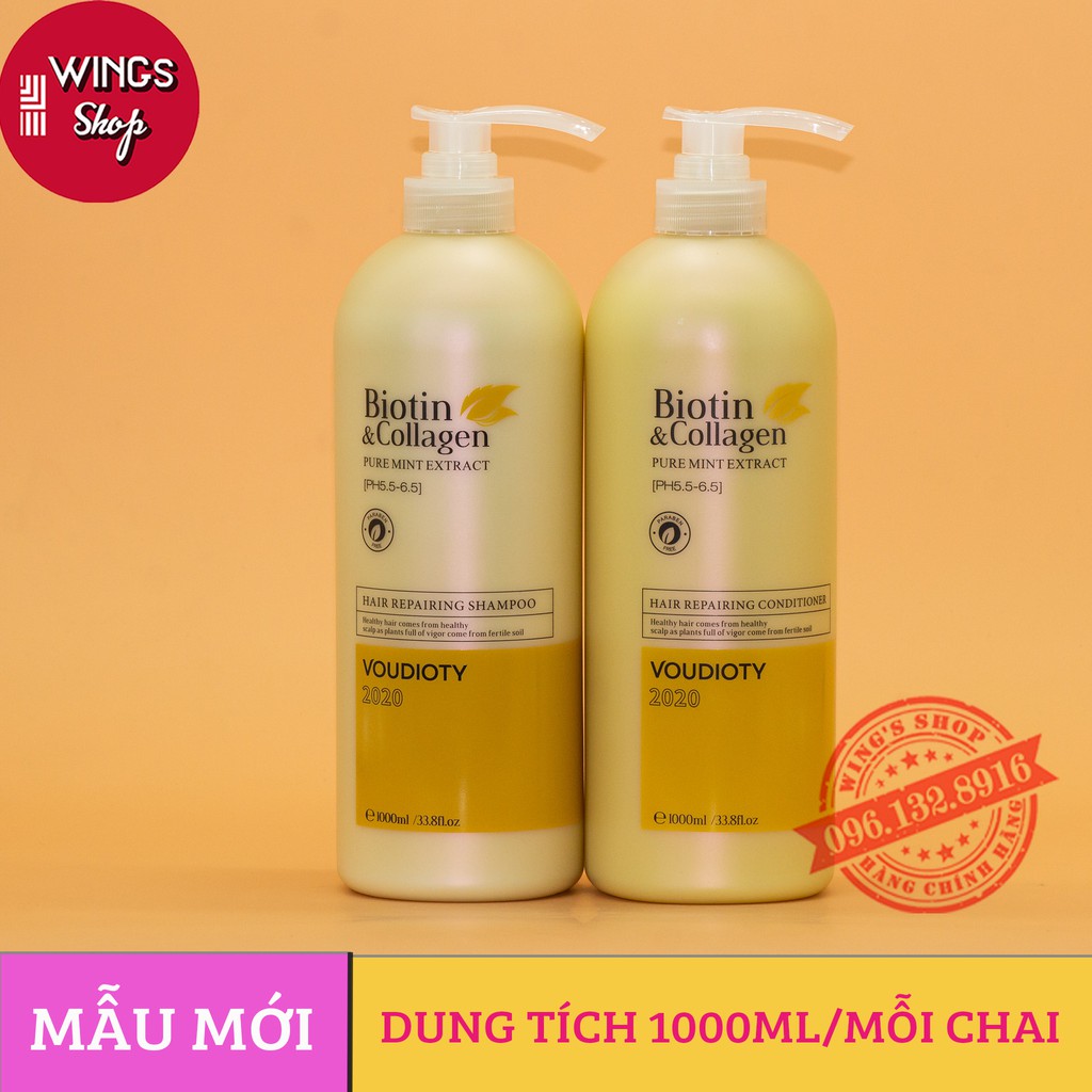 Cặp Dầu Gội Xả Biotin Collagen Trắng 1000ml | Giảm Rụng Tóc,Phục Hồi Tóc Khô Xơ, Hư Tổn | Hàng Chính Hãng