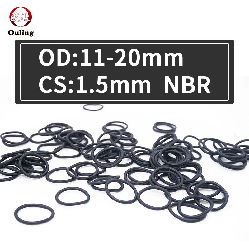 Bộ 50 Vòng Đệm Cao Su NBR CS1.5mm OD11/11.5/12/13/14/15/16/17/18/19/20*1.5mm Chống Thấm Dầu
