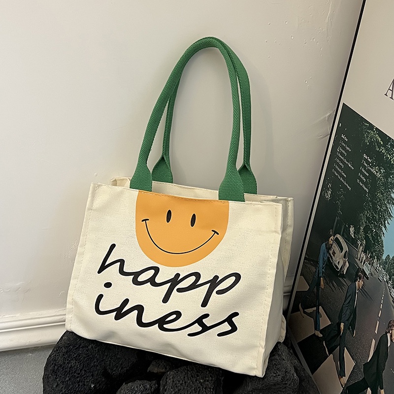 Túi Xách Canvas Cỡ Lớn Phối Màu Tương Phản Thời Trang Hàn Quốc Cho Nữ