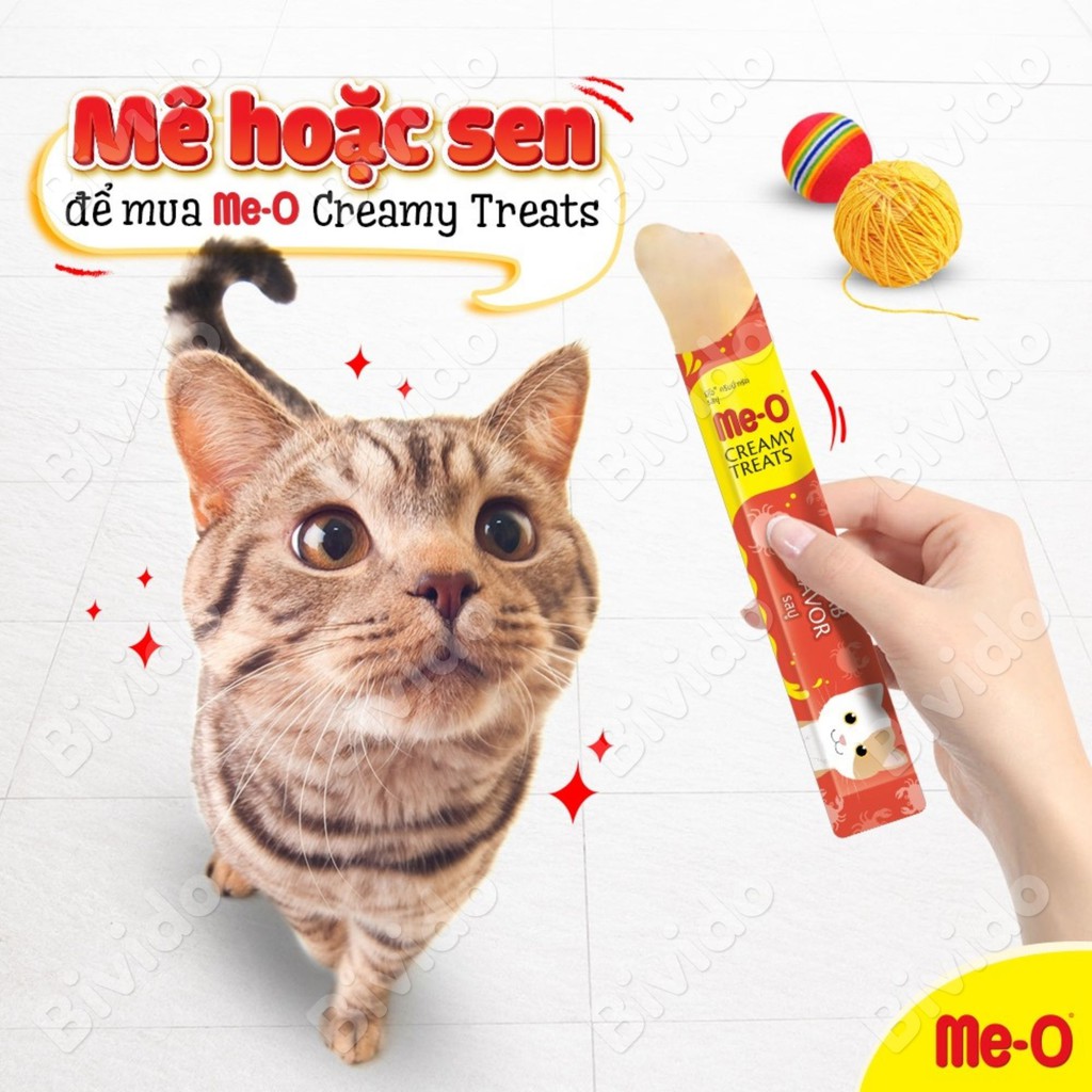 Súp thưởng cho mèo Me-O Creamy Treats mọi lứa tuổi thanh 15g - Bivido