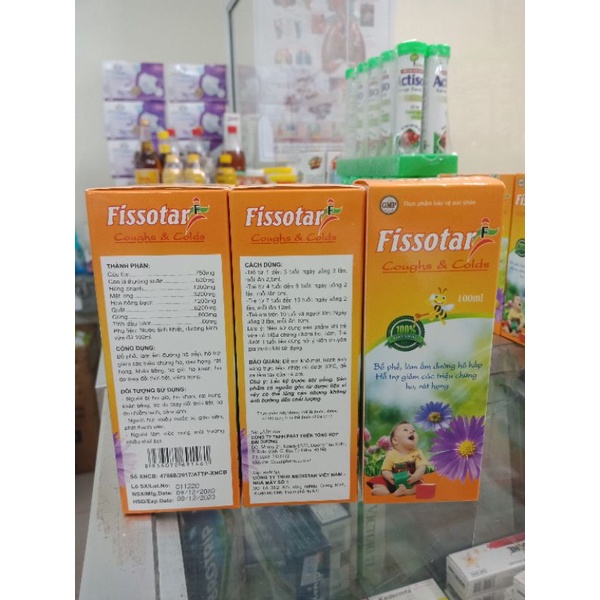 Siro ho & cảm cho bé Fissotar F giảm rát họng,  ấm đường hô hấp