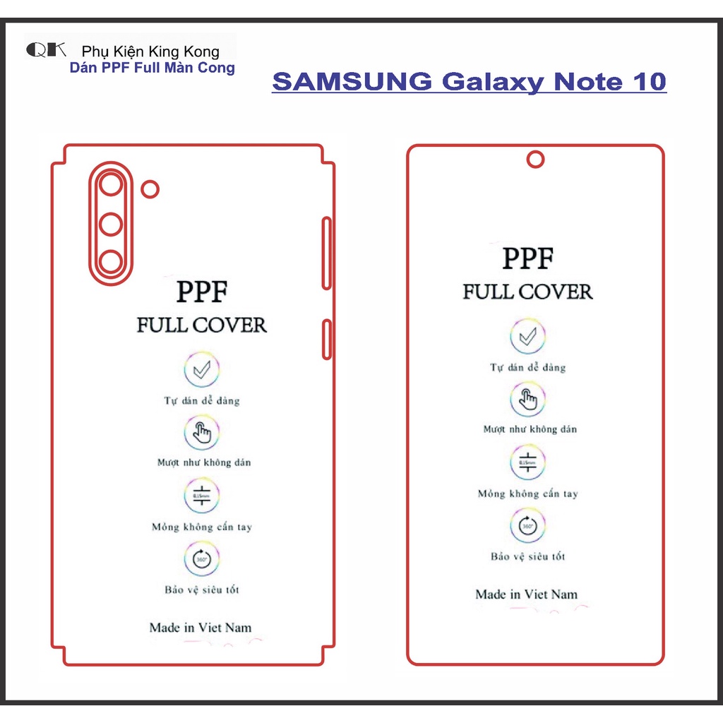 Dán PPF Bảo vệ màn hình Samsung Galaxy Note 10 Full màn mặt trước – sau