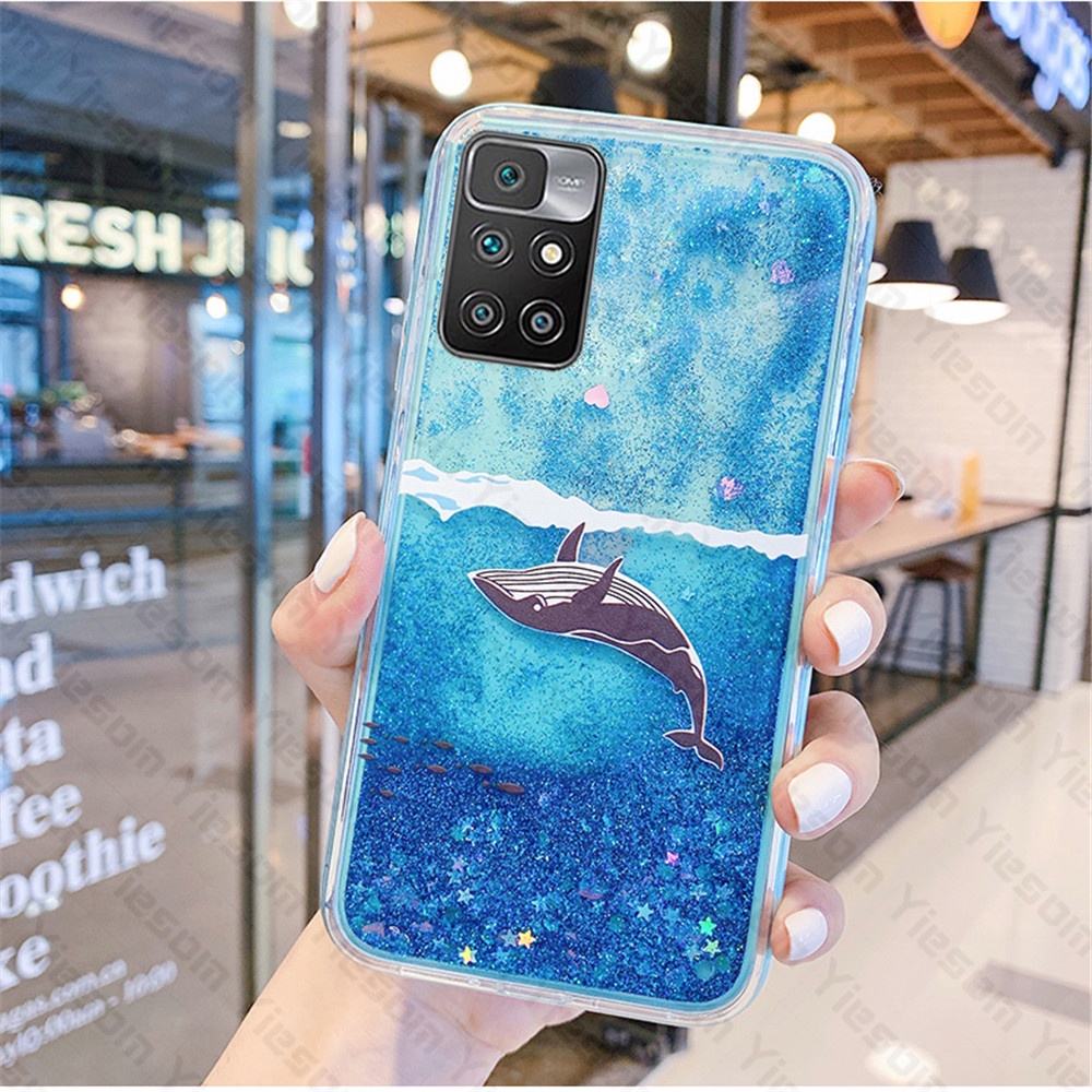 Ốp điện thoại kim tuyến nước cho Redmi Note 11 Pro 10 10S 7 8 9S 9 Pro Redmi 10 9 9T 9A 9C 8 8A 7A K40 K30 K20 Pro