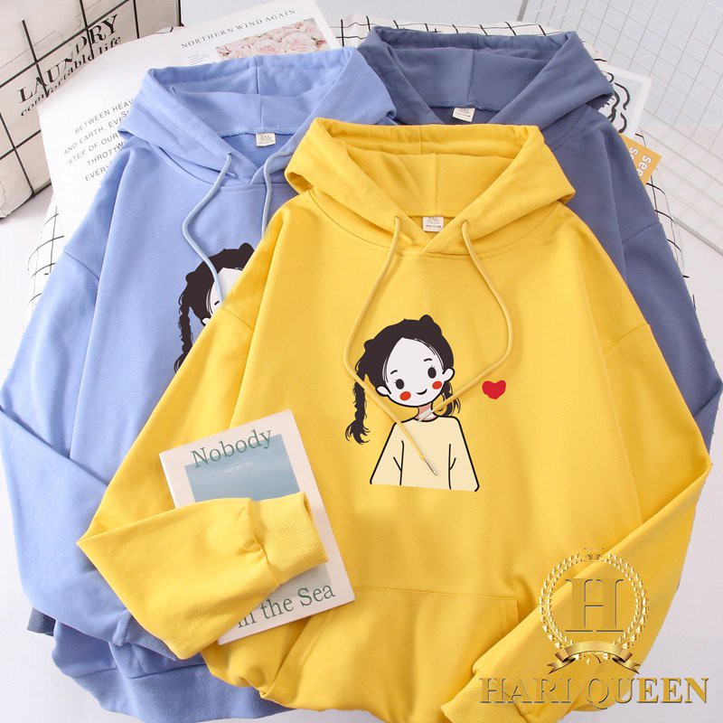 Áo hoodie cô gái kết tóc tim HARI0121