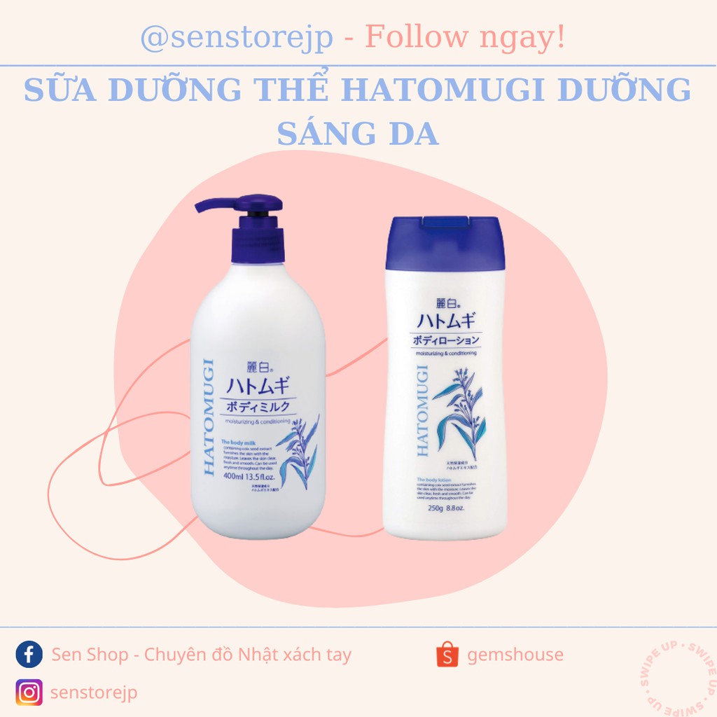 SỮA DƯỠNG THỂ HATOMUGI DƯỠNG TRẮNG DA