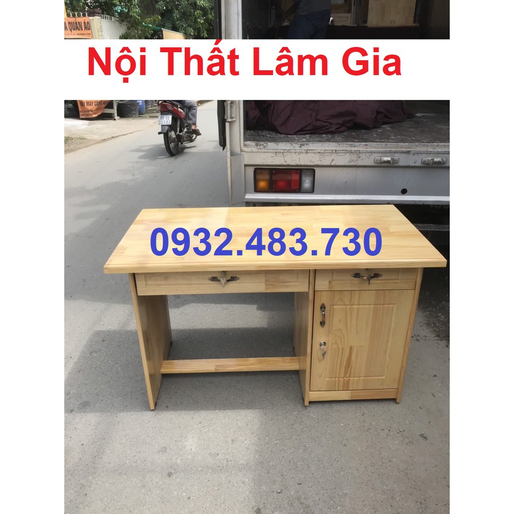 Bàn làm việc gỗ tự nhiên ngang 1m4 HCM