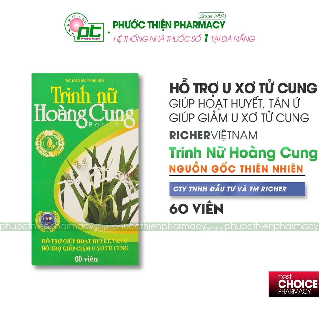 Viên uống bổ sung Trinh Nữ Hoàng Cung Berlin Hộp 60 Viên giúp giảm u xơ tử cung, hỗ trợ phì đại tiền liệt tuyến