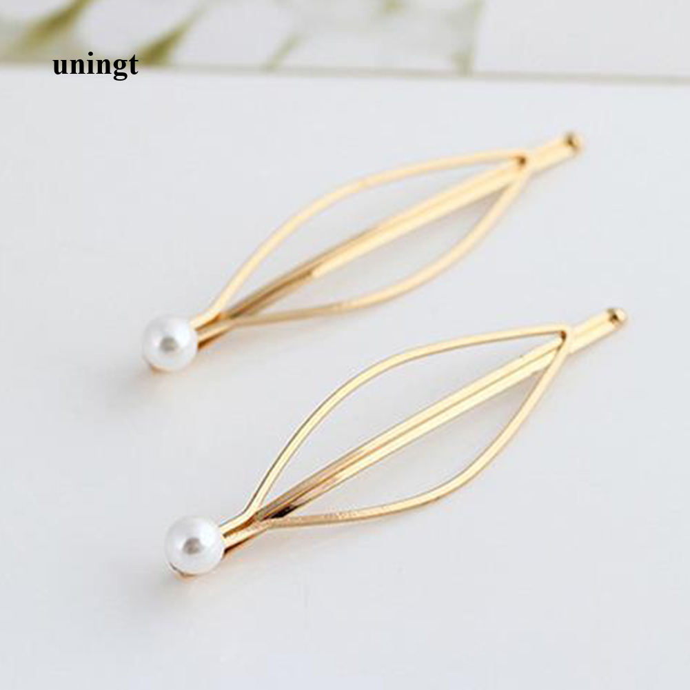 All-match pearl gold hairpin side clip 