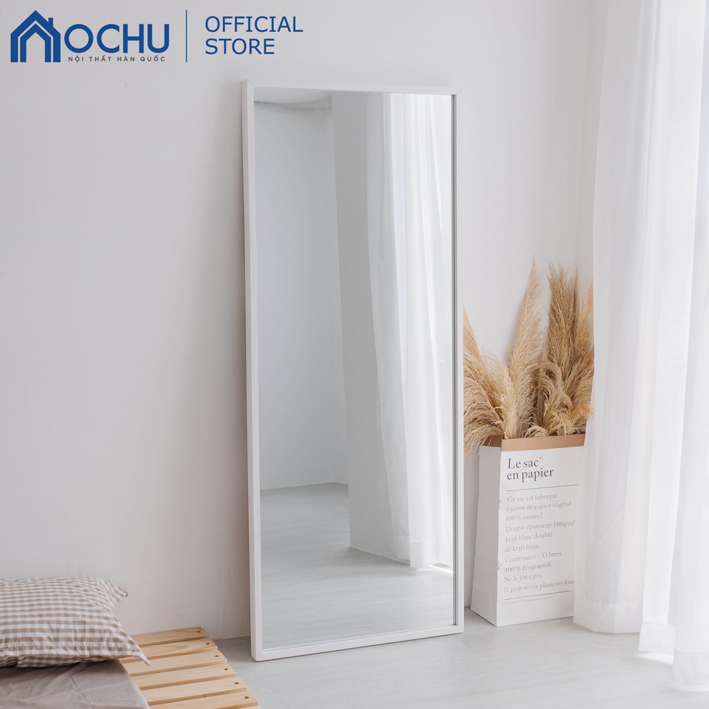 [Mã LIFE1505 giảm 8% đơn 300K] Gương Đứng Soi Toàn Thân Khung Gỗ OCHU - Mirror L - White