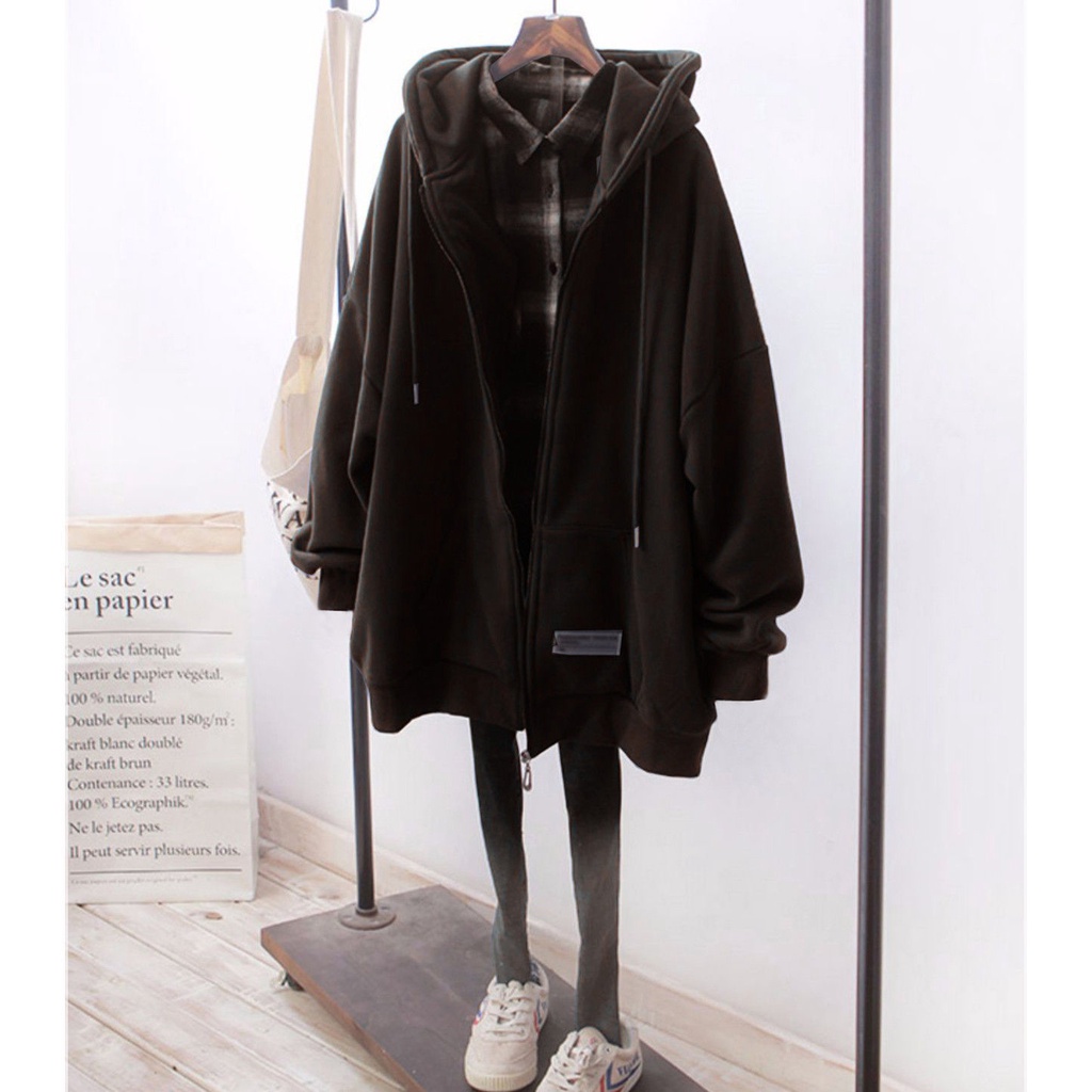 【Yuki】Áo khoác nỉ mũ rộng màu tím mộng mơ | BigBuy360 - bigbuy360.vn