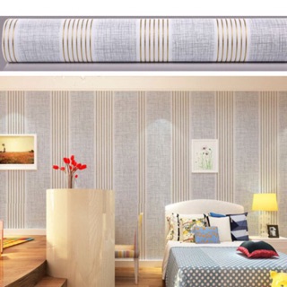 10m Giấy dán tường decal kẻ sọc ánh vàng có keo sẵn bóc dán dễ dàng