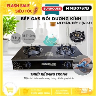 Bếp gas đôi dương kính Sunhouse Mama MMBB0787B- Hàng chính hãng, giá rẻ