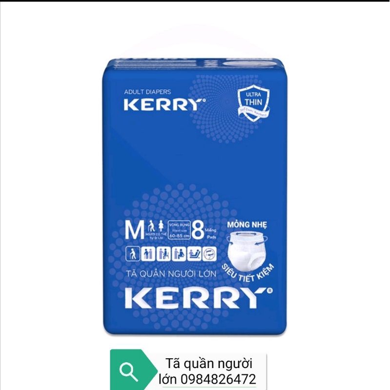 TẢ BĨM QUẦN NGƯỜI LỚN KERRY bộ 10 gói size M 80 miếng, L 70 miếng siêu thấm kháng khuẩn từ 45_90kg