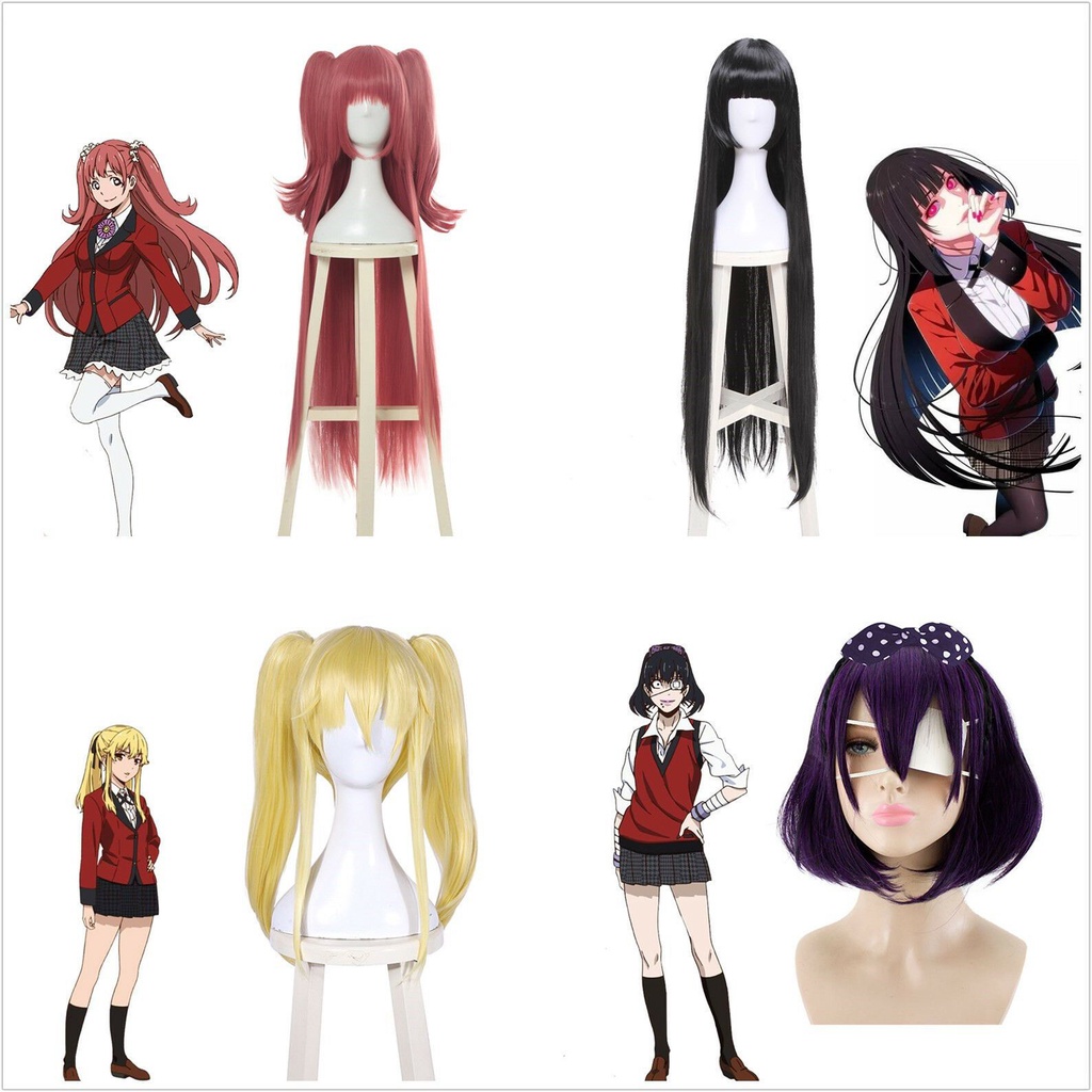 Kakegurui Yumeko Jabami Meari Kirari Yumemi Runa Dài Cosplay Đảng Tóc Giả