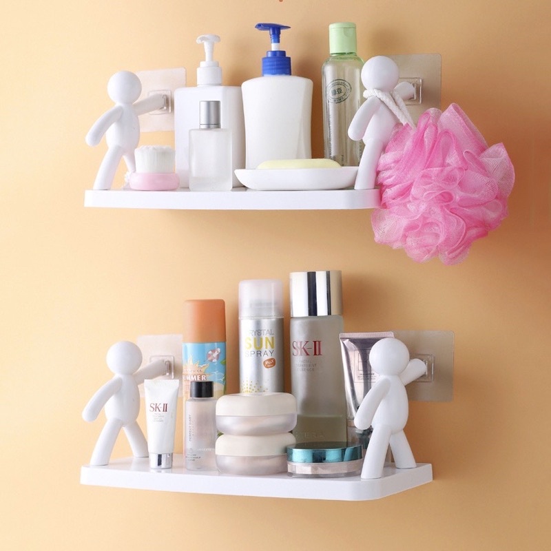 Kệ Hình Nhân Decor Nhà Tắm, Kệ Nhựa Nhà Bếp Dán Tường Siêu Dính Chịu Lực lên đến 3kg