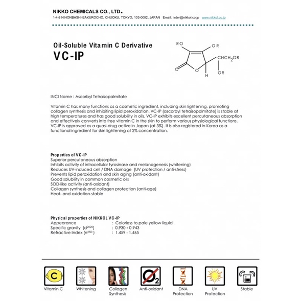 DẪN XUẤT VITAMIN C CAO CẤP ASCORBYL TETRAISOPALMITATE