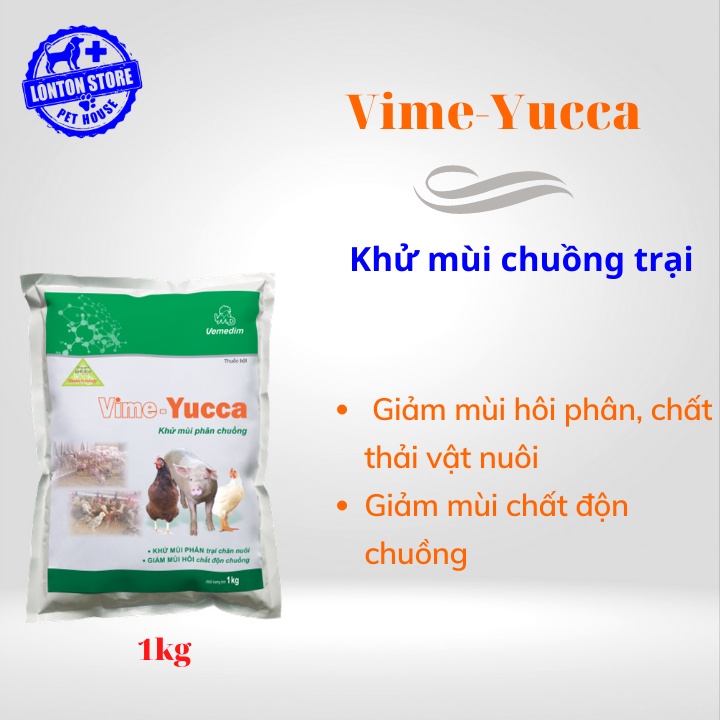 VEMEDIM Vime-Yucca Khử mùi hôi chuồng trại, giảm mùi hôi phân và chất thải vật nuôi Vime Yucca, gói 1kg - Lonton store