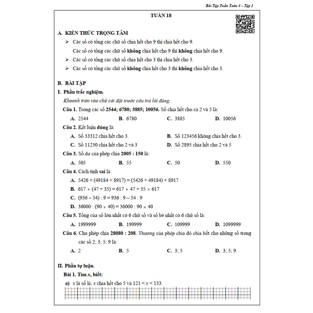 Sách - Bài Tập Tuần Toán Lớp 4 - Tập 1 (1 cuốn)