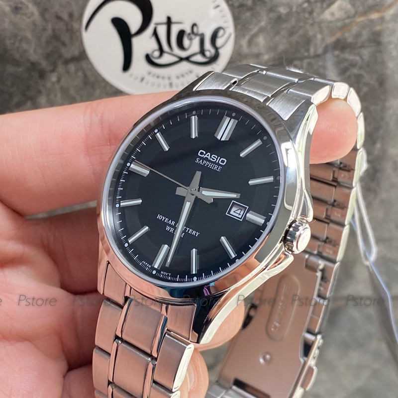 Đồng hồ nam Casio MTS-100D-1 dây thép,khung thép,kính saphia