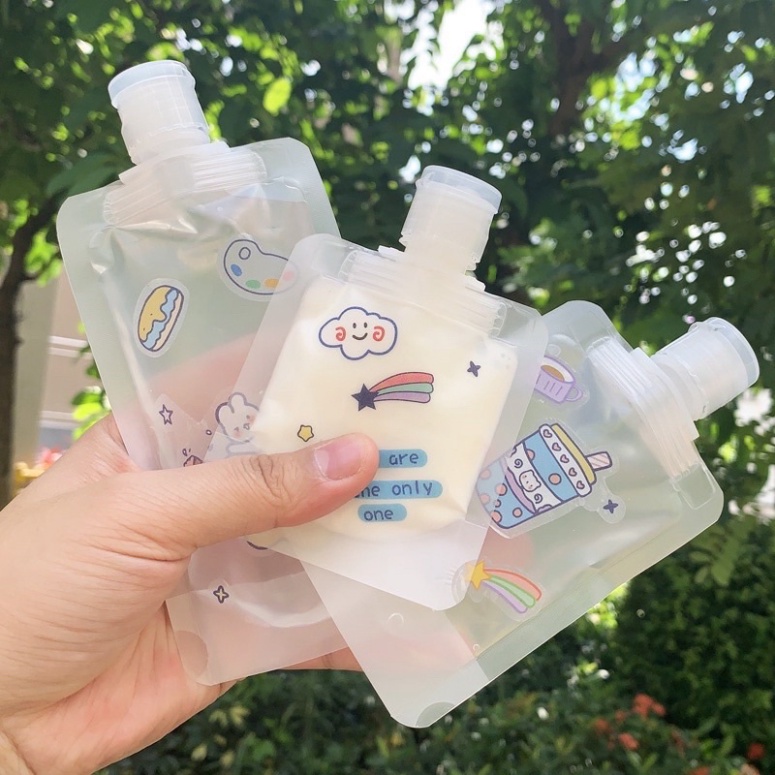Sét 3 Chai chiết mỹ phẩm 30ml/ 50ml/ 100ml -dầu gội , sữa tắm - Túi chiết mỹ phẩm du lịch trong suốt mini chống nước