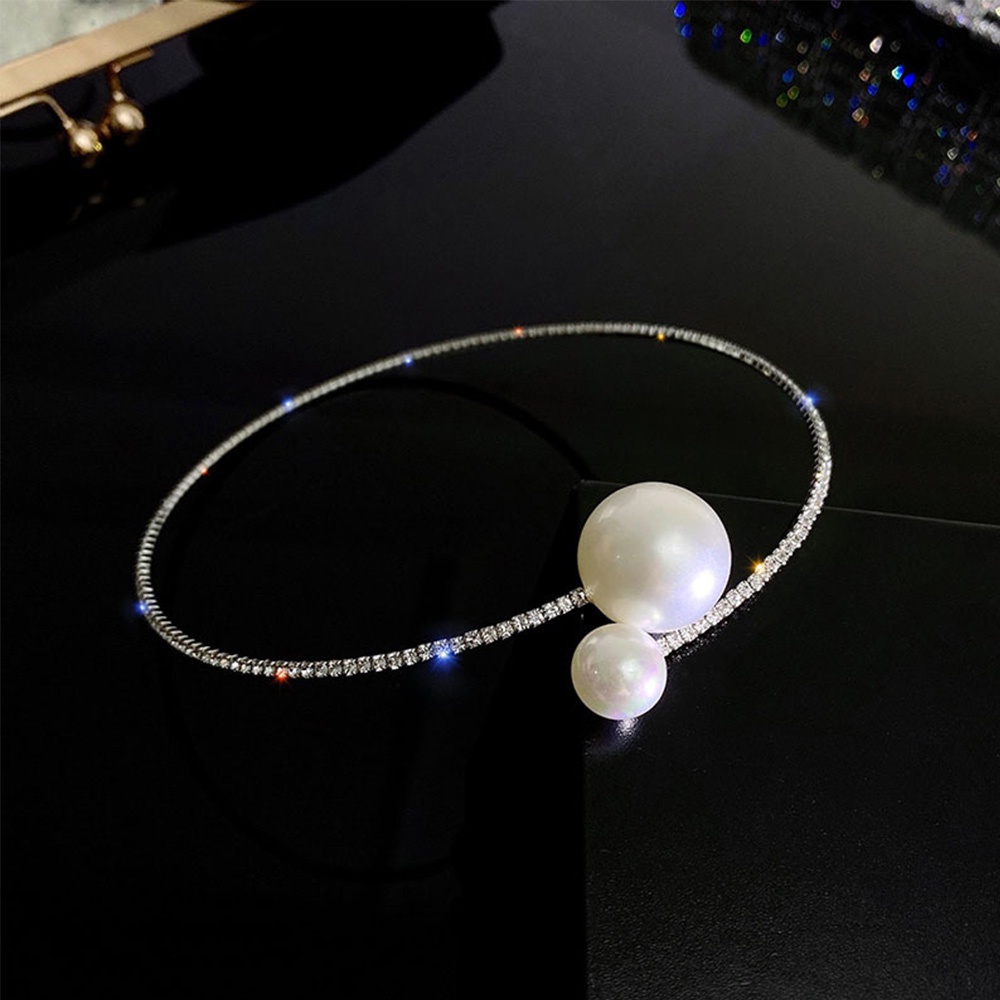 Vòng Cổ Choker Đính Ngọc Trai Giả Dạng Hở Điều Chỉnh Được Thiết Kế Tinh Tế Thời Trang Hàn Quốc Cho Nữ