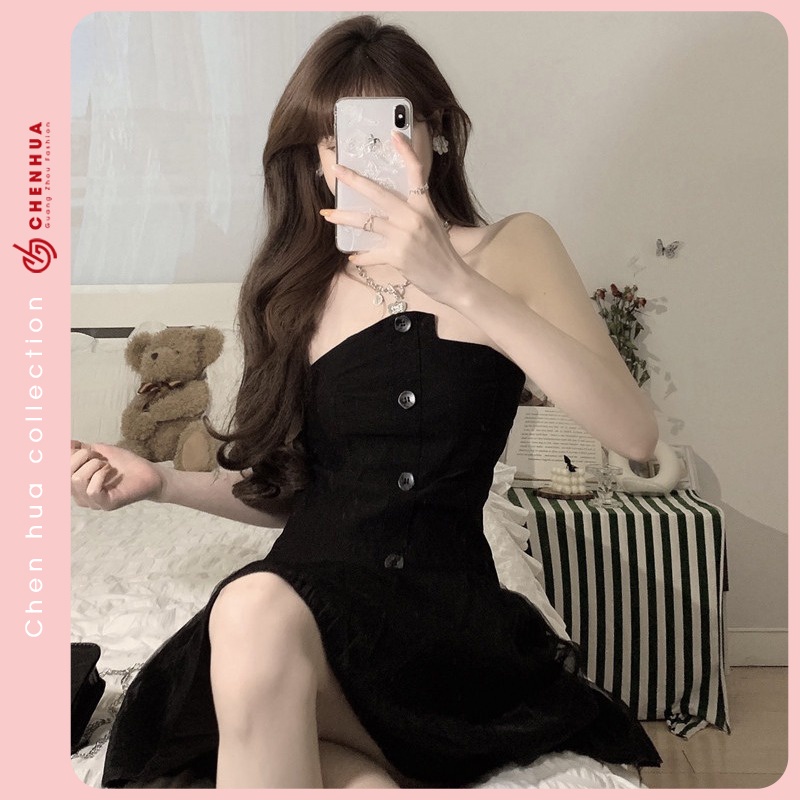 Váy cúp ngực HUAHUA đầm bánh bèo dáng xòe hai lớp dễ thương VT31