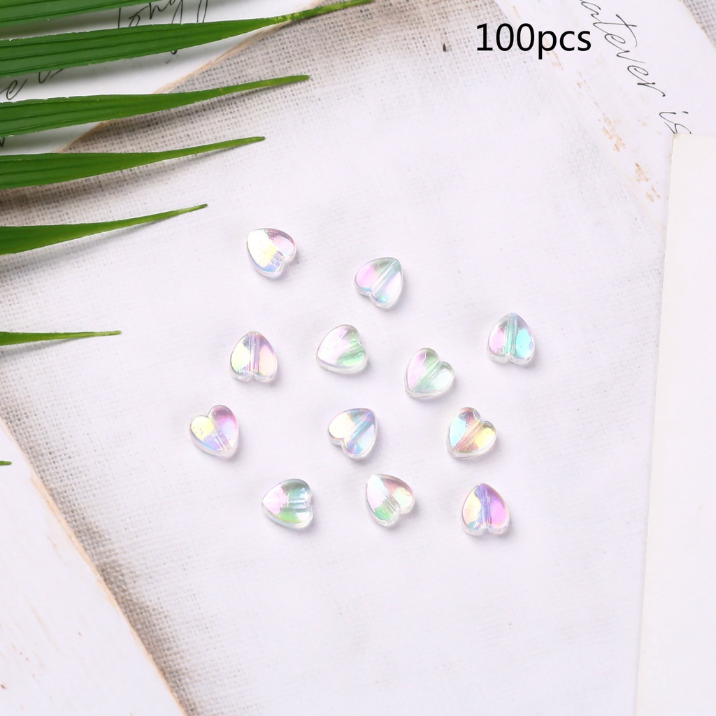100 Hạt nhựa hình trái tim làm trang sức vòng tay thủ công