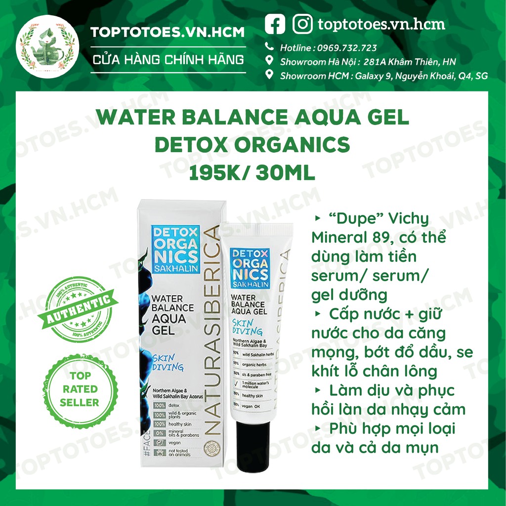 Gel dưỡng Detox Organics Water Balance Aqua Gel “Skin Diving” cấp nước, nuôi dưỡng da căng mượt