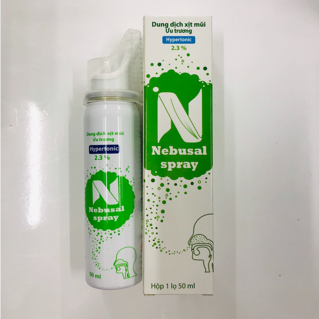 Dung dịch xịt mũi ưu trương Nebusal 2.3% chai 50ml giảm nghẹt mũi,sung huyết mũi cho người lớn và trẻ trên 3 tuổi