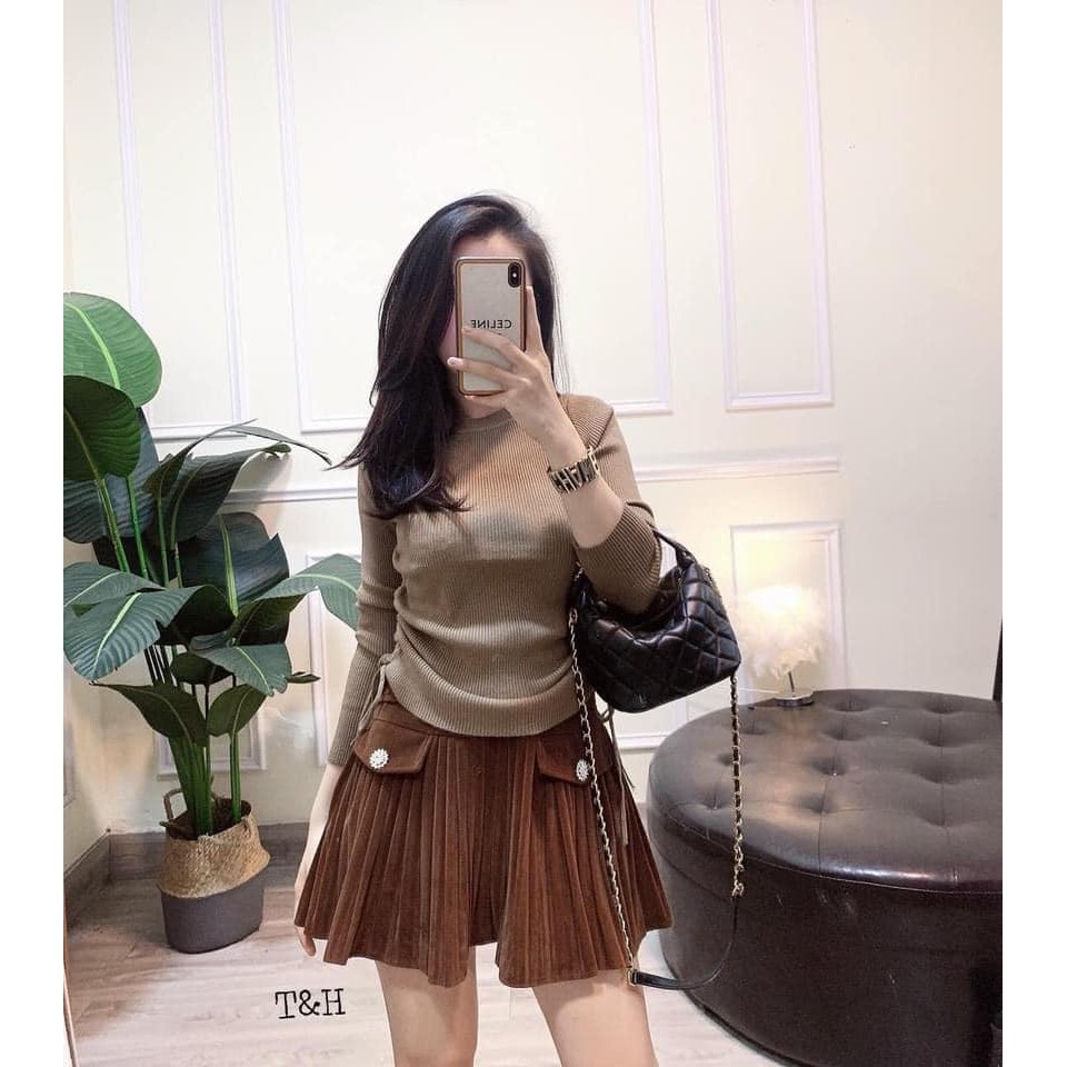 Chân váy nhung 2 túi trước mã 1021 ( kèm ảnh thật,video) | BigBuy360 - bigbuy360.vn