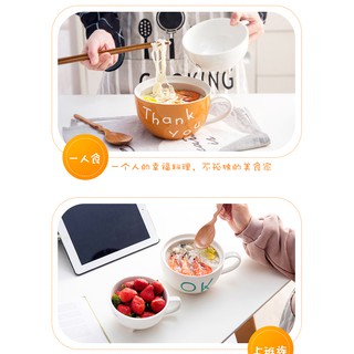 Set đồ ăn mì có nắp đậy dễ thương