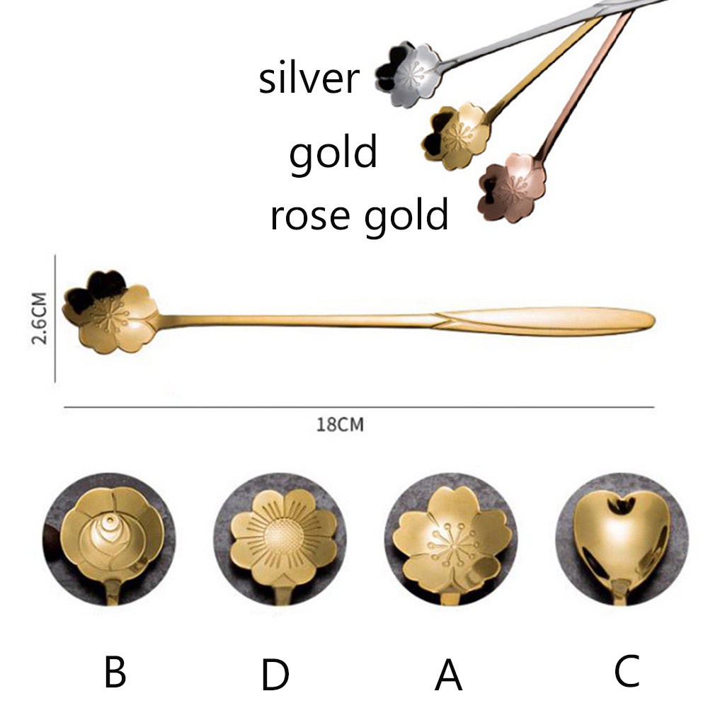Muỗng khuấy trà YIYU bằng thép không gỉ tay cầm dài họa tiết phong cách vintage
