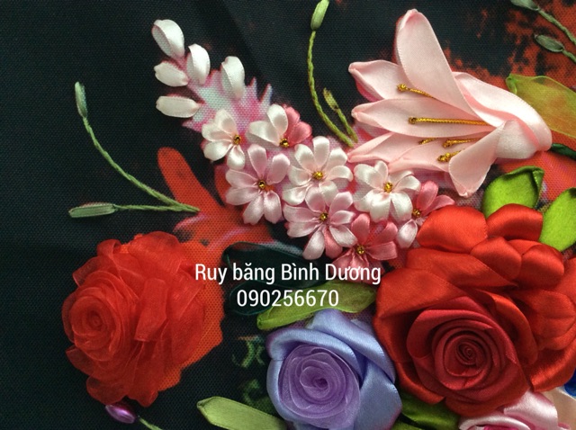 Tranh thêu ruy băng 100x55cm